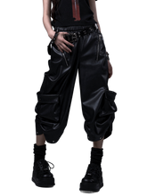 Load image into Gallery viewer, Glossy Cropped Faux Leather Cargo Pants product image
