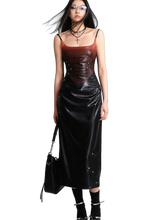 Load image into Gallery viewer, 'Eventide' Faux Leather Midi Dress product image