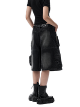 Load image into Gallery viewer, Washed Black Stacked Cargo Shorts product image