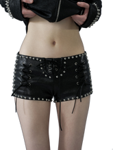 Load image into Gallery viewer, DYSTOPIAN Streetwear | Stud Traced Low Rise Shorts