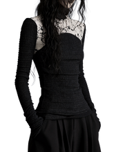 Load image into Gallery viewer, DYSTOPIAN Streetwear | Monochrome Ink Ruched Long Sleeve Tee