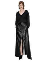 Load image into Gallery viewer, Floor Length Faux Leather Slit Skirt product image