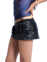 Load image into Gallery viewer, DYSTOPIAN Streetwear | 'Vellum' Buckle Strap Distressed Mini Skirt