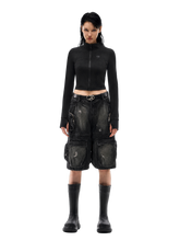 Load image into Gallery viewer, Washed Black Stacked Cargo Shorts product image
