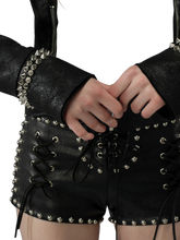 Load image into Gallery viewer, DYSTOPIAN Streetwear | Stud Traced Low Rise Shorts