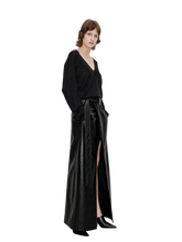 Load image into Gallery viewer, Floor Length Faux Leather Slit Skirt product image