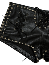 Load image into Gallery viewer, DYSTOPIAN Streetwear | Stud Traced Low Rise Shorts