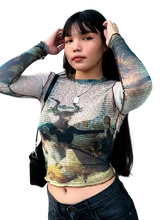 Load image into Gallery viewer, &#39;Statement&#39; Sheer Mesh Long Sleeve Tee