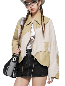 'Moto' Asymmetric Zip Leather Jacket