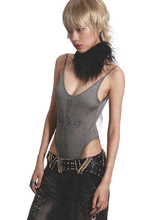 Load image into Gallery viewer, Gothic Cross Plunging Bodysuit