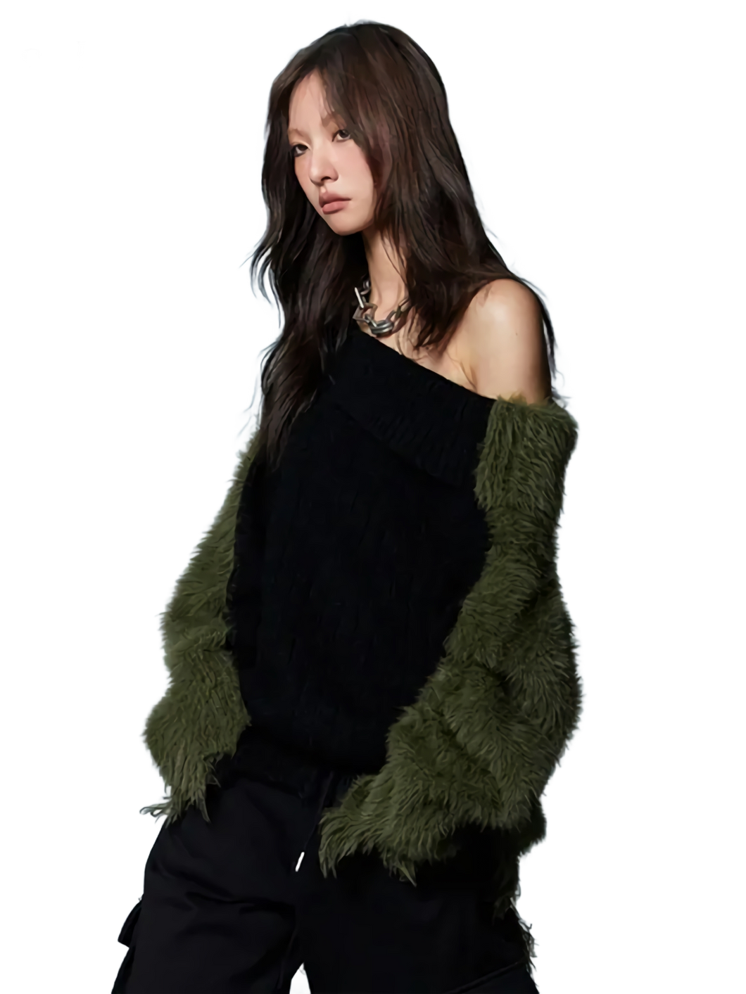 'Moss' Off-Shoulder Pullover Knit Sweater