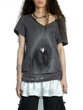 Load image into Gallery viewer, &#39;Portal&#39; Distressed Cotton Tee with Lace Patchwork