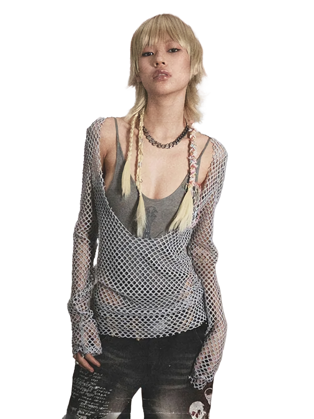 Loose Knit Mesh Long Sleeve Top