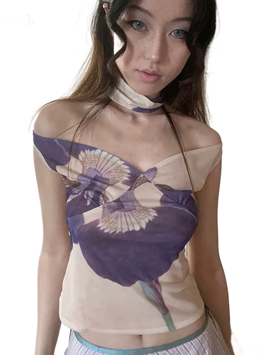 'Faerie' Mesh Off-Shoulder Top with Choker