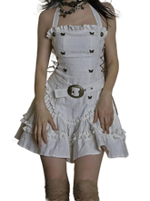 Load image into Gallery viewer, Ruffled Lace Halter Mini Dress