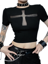 Load image into Gallery viewer, &#39;Divine Silhouette&#39; Mesh Cross Crop Top