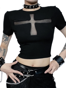 'Divine Silhouette' Mesh Cross Crop Top