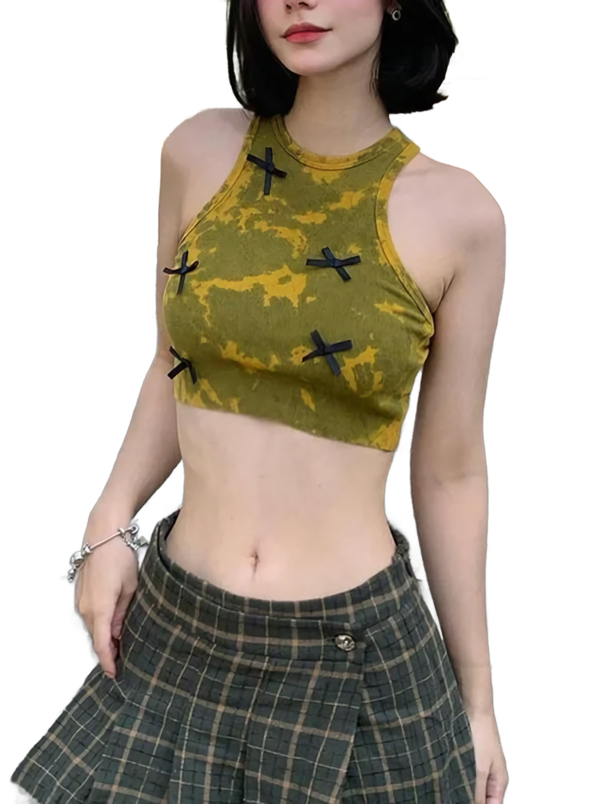 Camo Knit Cropped Tank Top