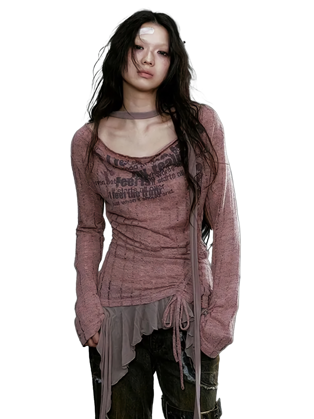 'Phantom' Distressed Long Sleeve Knit Top