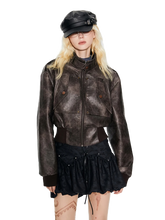 Load image into Gallery viewer, &#39;Ace&#39; Cropped Leather Jacket