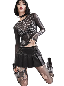 Skeletal Sheer Mesh Long Sleeve Tee
