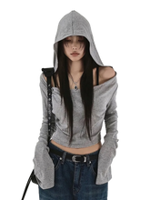 Load image into Gallery viewer, Minimalist Off-Shoulder Cropped Hoodie