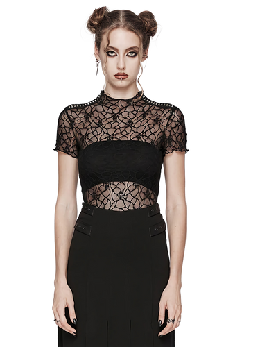 Web Lace High-Neck Crop Top