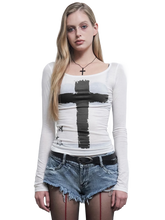Load image into Gallery viewer, &#39;Cruciform&#39; Sheer Long Sleeve Tee