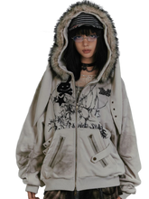 Load image into Gallery viewer, &#39;Haze&#39; Fur-Trimmed Oversized Cotton Hoodie