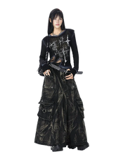 Load image into Gallery viewer, &#39;Outcast&#39; Rugged Black Denim Cargo Maxi Skirt