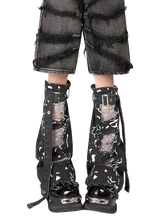 Load image into Gallery viewer, &#39;Rend&#39; Abstract Shredded Denim Leg Warmers