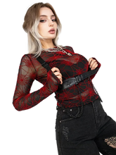 Load image into Gallery viewer, Crimson Web Sheer Mesh Long Sleeve Top