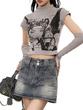 Load image into Gallery viewer, Grunge Art High Neck Crop Top