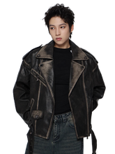 Load image into Gallery viewer, 'Raider' Belted Leather Jacket