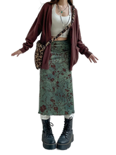 Load image into Gallery viewer, Botanical Satin Midi Skirt