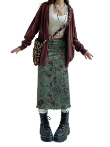 Botanical Satin Midi Skirt