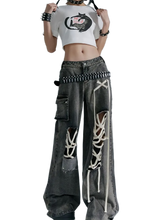 Load image into Gallery viewer, 'Anarchy' Distressed Wide-Leg Denim Jeans