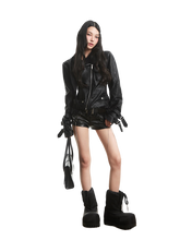 Load image into Gallery viewer, 'Vanta' Low-Rise Lace-Up Faux Leather Shorts
