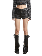 Load image into Gallery viewer, 'Vanta' Low-Rise Lace-Up Faux Leather Shorts