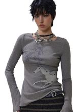 Load image into Gallery viewer, 'Equine' Ribbed Knit Long Sleeve Tee