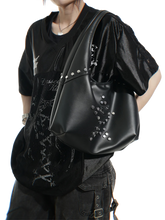 Load image into Gallery viewer, Star Studded Faux Leather Sling Bag