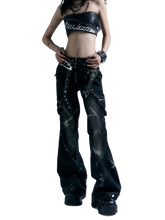 Load image into Gallery viewer, 'Riot' Washed Denim Cargo Jeans