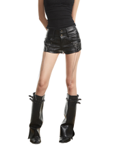 Load image into Gallery viewer, 'Vanta' Low-Rise Lace-Up Faux Leather Shorts