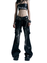 Load image into Gallery viewer, 'Riot' Washed Denim Cargo Jeans