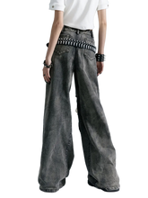 Load image into Gallery viewer, 'Anarchy' Distressed Wide-Leg Denim Jeans