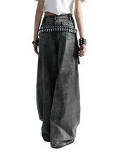 Load image into Gallery viewer, 'Anarchy' Distressed Wide-Leg Denim Jeans