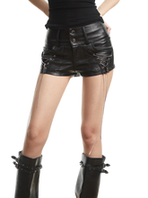 Load image into Gallery viewer, 'Vanta' Low-Rise Lace-Up Faux Leather Shorts