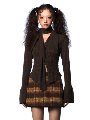 'Terra' Knit Cardigan with Scarf