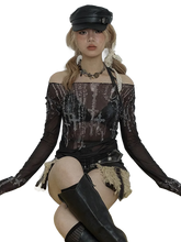 Load image into Gallery viewer, Gothic Sheer Mesh Long Sleeve Tee