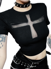 Load image into Gallery viewer, &#39;Divine Silhouette&#39; Mesh Cross Crop Top